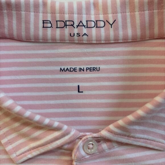 B Draddy Polo Shirt Mens Size L Pink/White Striped Copperhead Innisbrook Logo - Picture 5 of 9